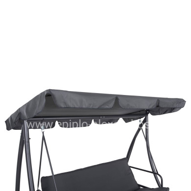 PORCH SWINGER-BED 3-SEATER WITH SUNSHIELD LIKID HM5980.01 METAL FRAME&FABRIC IN GREY 200x120x164Hcm.