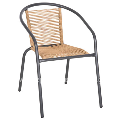 ARMCHAIR SWIFTER HM5969.02 METAL IN GREY-SYNTHETIC RATTAN IN NATURAL 54x61x75Hcm.