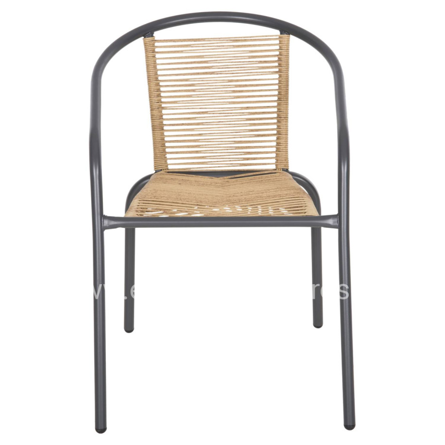 ARMCHAIR SWIFTER HM5969.02 METAL IN GREY-SYNTHETIC RATTAN IN NATURAL 54x61x75Hcm.