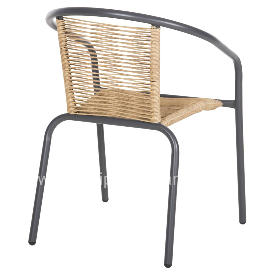 ARMCHAIR SWIFTER HM5969.02 METAL IN GREY-SYNTHETIC RATTAN IN NATURAL 54x61x75Hcm.