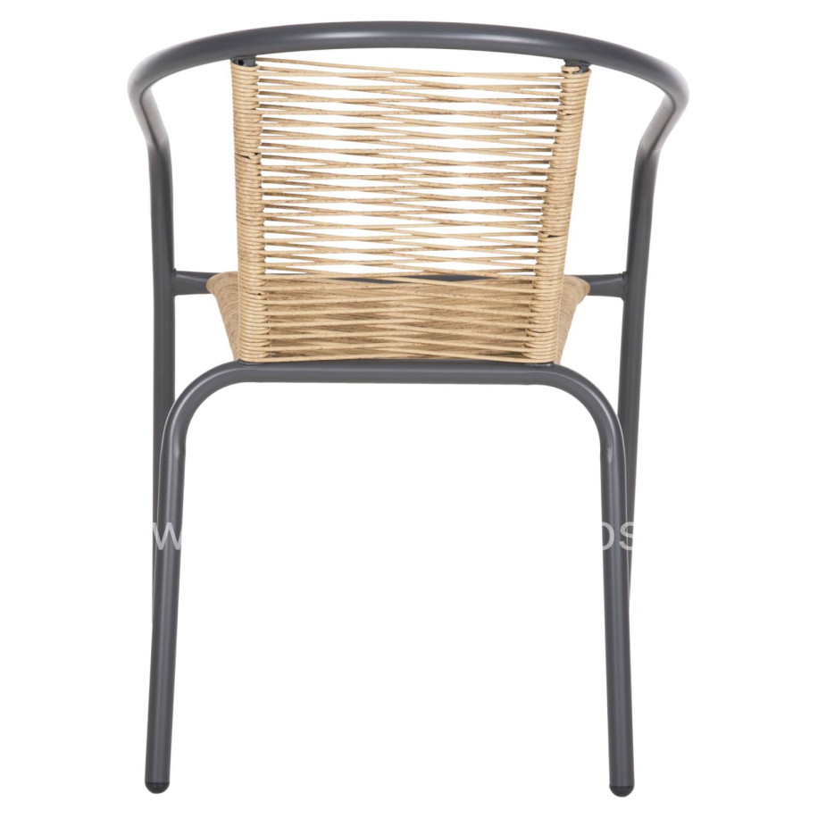 ARMCHAIR SWIFTER HM5969.02 METAL IN GREY-SYNTHETIC RATTAN IN NATURAL 54x61x75Hcm.