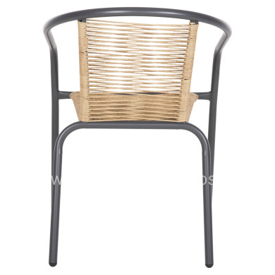 ARMCHAIR SWIFTER HM5969.02 METAL IN GREY-SYNTHETIC RATTAN IN NATURAL 54x61x75Hcm.