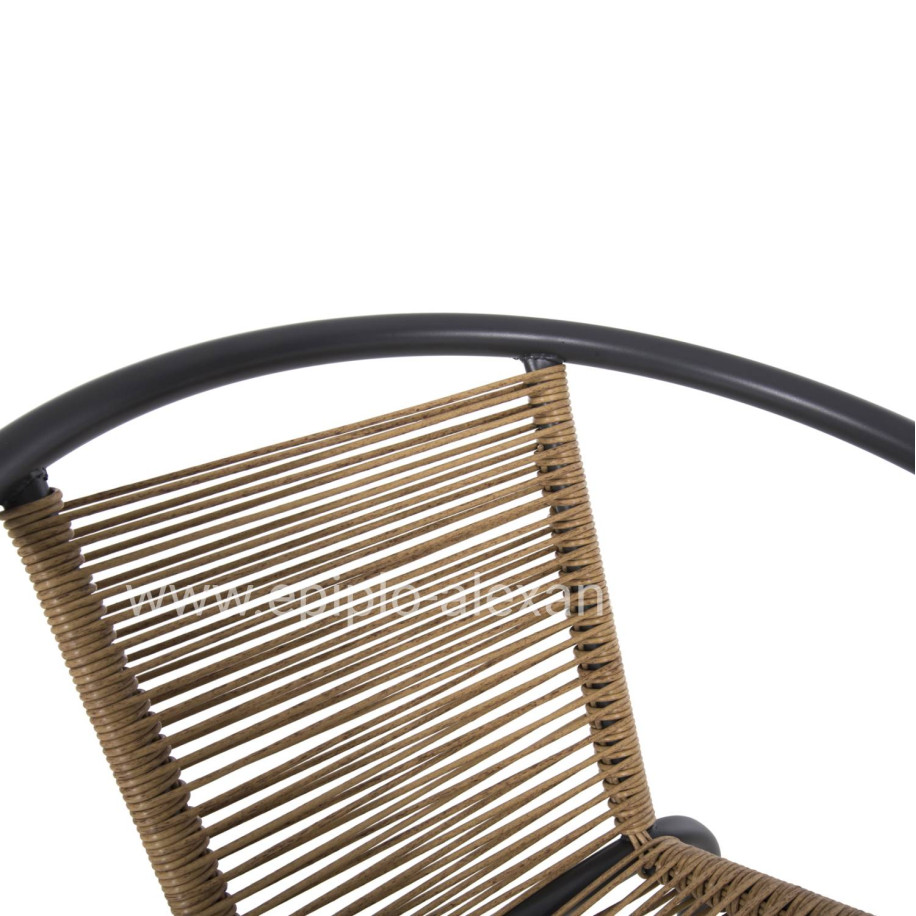 ARMCHAIR SWIFTER HM5969.02 METAL IN GREY-SYNTHETIC RATTAN IN NATURAL 54x61x75Hcm.