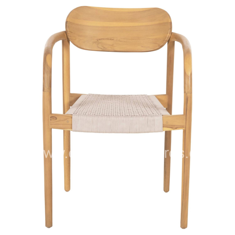 ARMCHAIR OSLO HM9636.07 TEAK WOOD IN NATURAL & BEIGE ROPE 55x54x80Hcm.