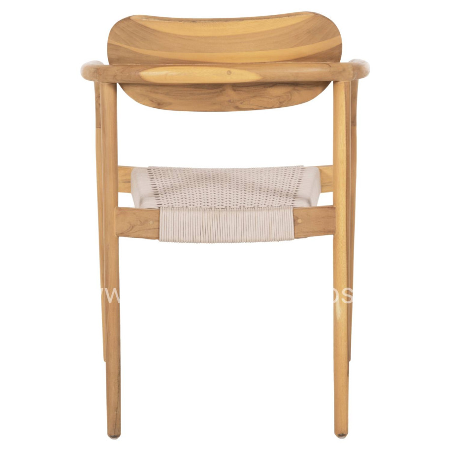 ARMCHAIR OSLO HM9636.07 TEAK WOOD IN NATURAL & BEIGE ROPE 55x54x80Hcm.