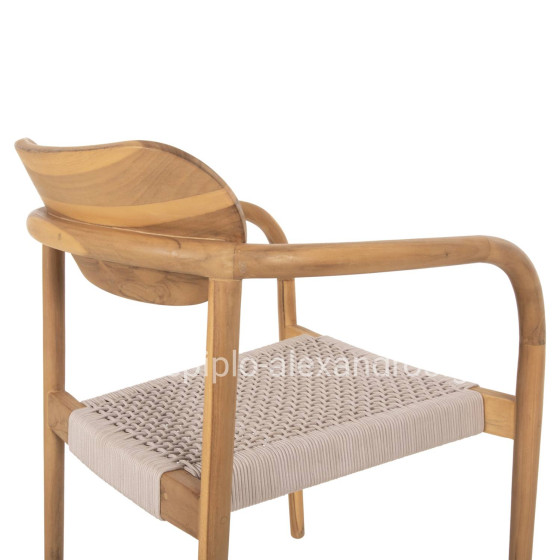 ARMCHAIR OSLO HM9636.07 TEAK WOOD IN NATURAL & BEIGE ROPE 55x54x80Hcm.