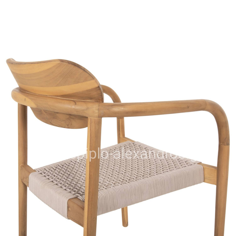 ARMCHAIR OSLO HM9636.07 TEAK WOOD IN NATURAL & BEIGE ROPE 55x54x80Hcm.