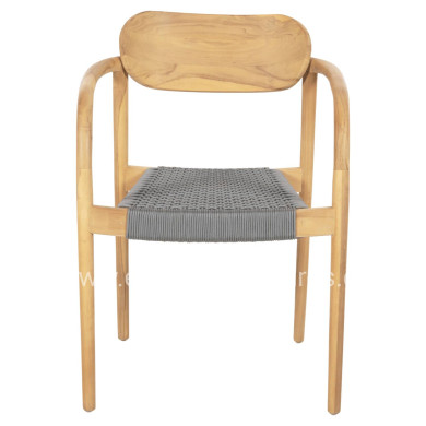 ARMCHAIR OSLO HM9636.08 TEAK WOOD IN NATURAL & GREY ROPE 55x54x80Hcm.