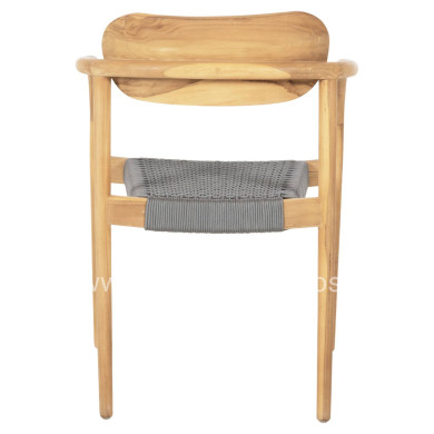 ARMCHAIR OSLO HM9636.08 TEAK WOOD IN NATURAL & GREY ROPE 55x54x80Hcm.