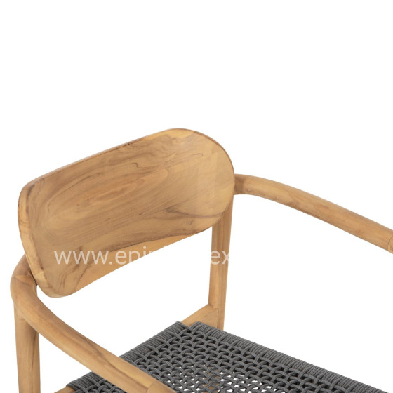ARMCHAIR OSLO HM9636.08 TEAK WOOD IN NATURAL & GREY ROPE 55x54x80Hcm.