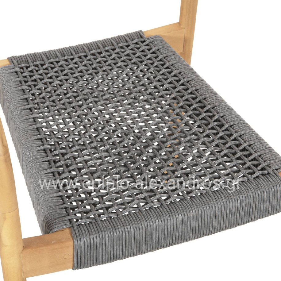 ARMCHAIR OSLO HM9636.08 TEAK WOOD IN NATURAL & GREY ROPE 55x54x80Hcm.