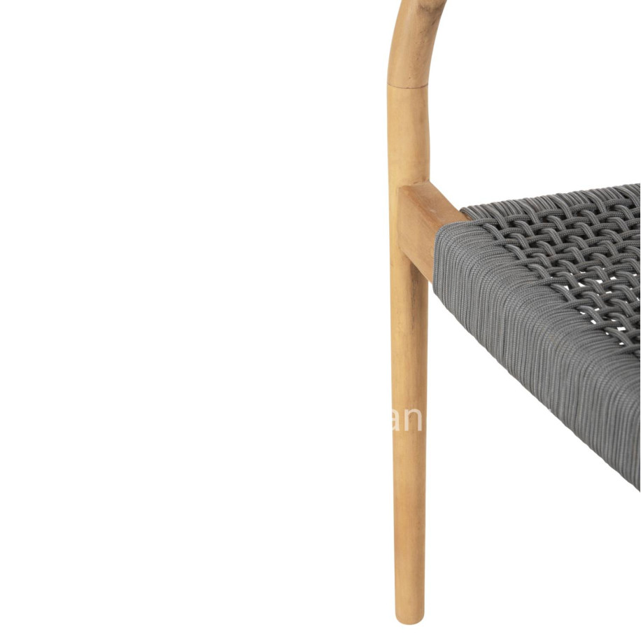 ARMCHAIR OSLO HM9636.08 TEAK WOOD IN NATURAL & GREY ROPE 55x54x80Hcm.