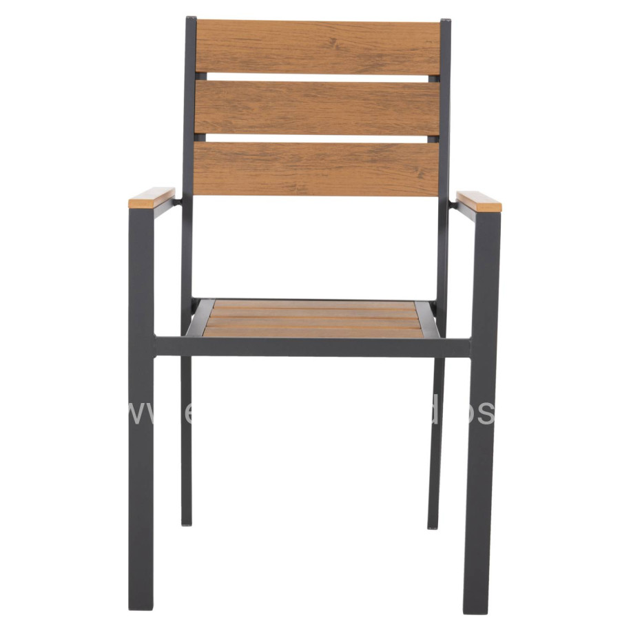 ALUMINUM ARMCHAIR SAGA HM5981.03 ANTHRACITE-POLYWOOD IN NATURAL 55x55x86Hcm.