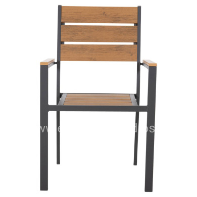 ALUMINUM ARMCHAIR SAGA HM5981.03 ANTHRACITE-POLYWOOD IN NATURAL 55x55x86Hcm.