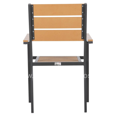 ALUMINUM ARMCHAIR SAGA HM5981.03 ANTHRACITE-POLYWOOD IN NATURAL 55x55x86Hcm.