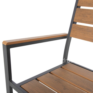 ALUMINUM ARMCHAIR SAGA HM5981.03 ANTHRACITE-POLYWOOD IN NATURAL 55x55x86Hcm.