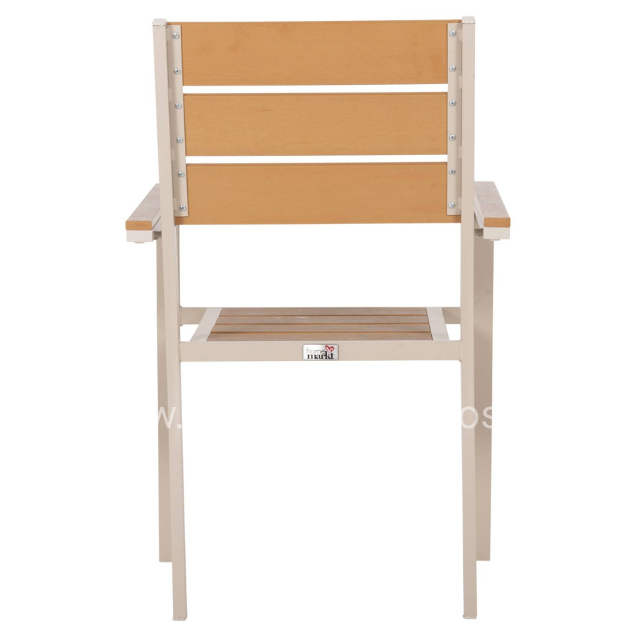 ALUMINUM ARMCHAIR SAGA HM5981.04 CHAMPAGNE-POLYWOOD IN  NATURAL 55x55x86Hcm.