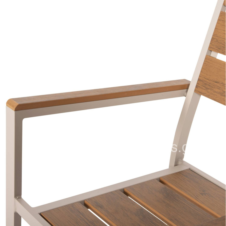 ALUMINUM ARMCHAIR SAGA HM5981.04 CHAMPAGNE-POLYWOOD IN  NATURAL 55x55x86Hcm.