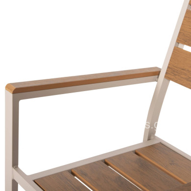 ALUMINUM ARMCHAIR SAGA HM5981.04 CHAMPAGNE-POLYWOOD IN  NATURAL 55x55x86Hcm.