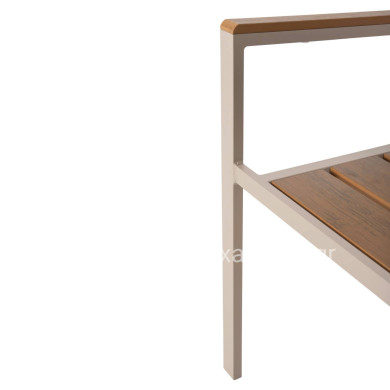 ALUMINUM ARMCHAIR SAGA HM5981.04 CHAMPAGNE-POLYWOOD IN  NATURAL 55x55x86Hcm.