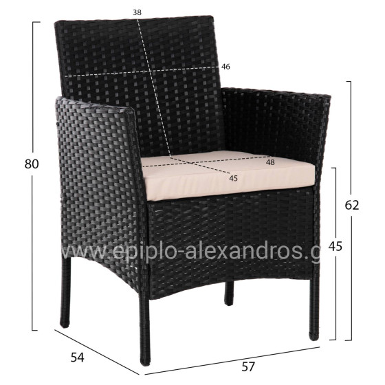 ΣΕΤ ΣΑΛΟΝΙ 4ΤΜΧ STASIA HM6089.01 ΣΥΝΘ.RATTAN ΜΑΥΡΟ-ΚΑΠΟΥΤΣΙΝΟ ΜΑΞΙΛΑΡΙΑ