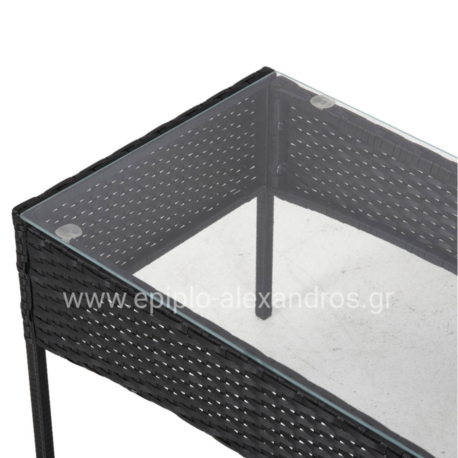 OUTDOOR LOUNGE SET 4PCS STASIA HM6089.01 SYNTHETIC RATTAN IN BLACK-CUSHIONS IN CAPPUCCINO