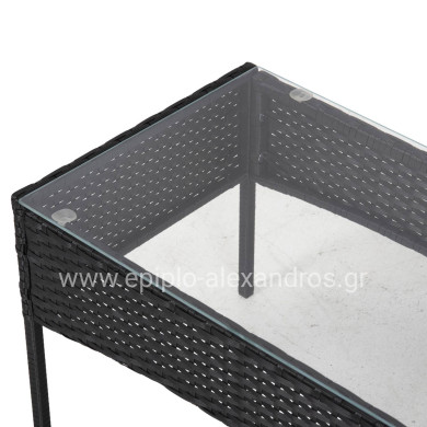 OUTDOOR LOUNGE SET 4PCS STASIA HM6089.01 SYNTHETIC RATTAN IN BLACK-CUSHIONS IN CAPPUCCINO