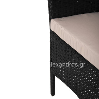 OUTDOOR LOUNGE SET 4PCS STASIA HM6089.01 SYNTHETIC RATTAN IN BLACK-CUSHIONS IN CAPPUCCINO