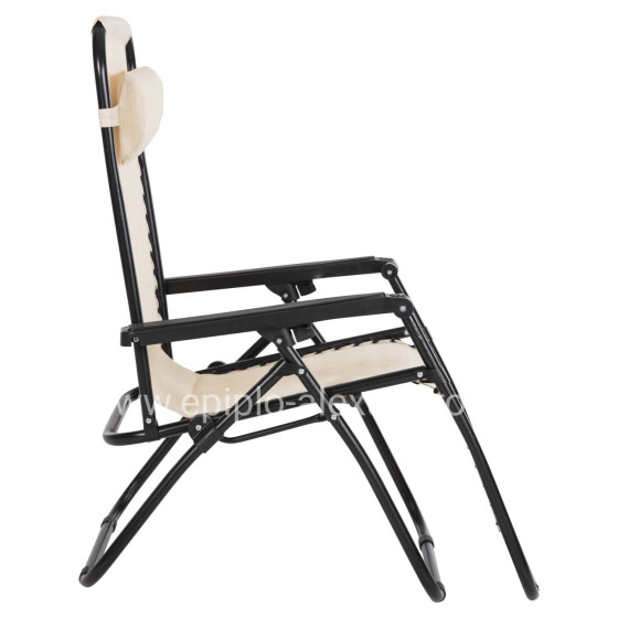 ARMCHAIR RELAX COMPANION HM5095.12 BEIGE TEXTILENE-BLACK METAL 67x145x110Hcm.