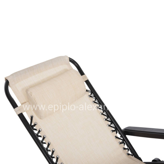 ARMCHAIR RELAX COMPANION HM5095.12 BEIGE TEXTILENE-BLACK METAL 67x145x110Hcm.