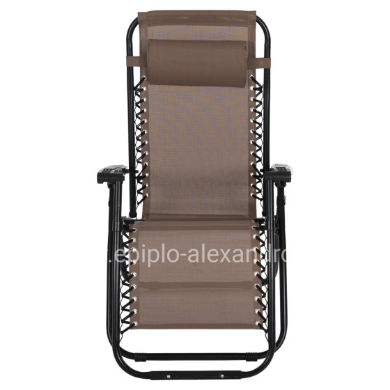 ARMCHAIR RELAX COMPANION HM5095.14 CHAMPAGNE COLORED TEXTILENE-BLACK METAL 67x145x110Hcm.