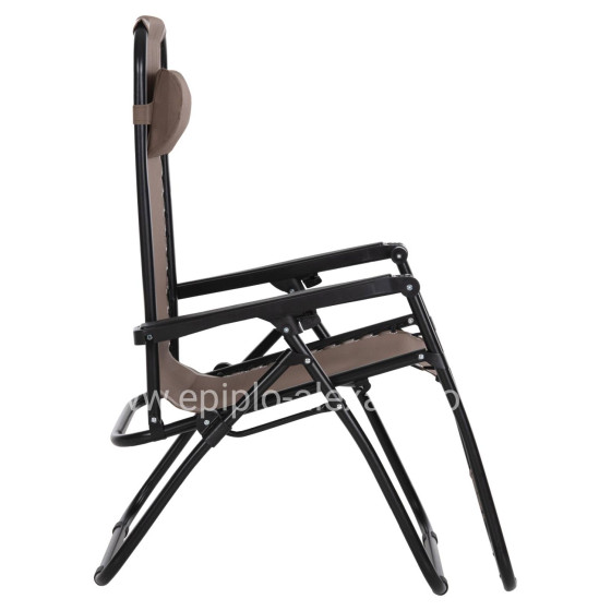 ARMCHAIR RELAX COMPANION HM5095.14 CHAMPAGNE COLORED TEXTILENE-BLACK METAL 67x145x110Hcm.