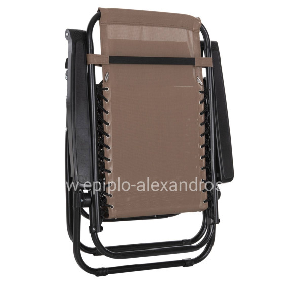 ARMCHAIR RELAX COMPANION HM5095.14 CHAMPAGNE COLORED TEXTILENE-BLACK METAL 67x145x110Hcm.