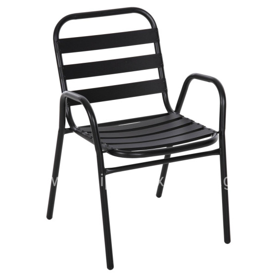 CHAIR PRELUDE HM5970.03 METAL FRAME-ALUMINUM SEAT & BACKREST-BLACK 54x56x79Hcm.