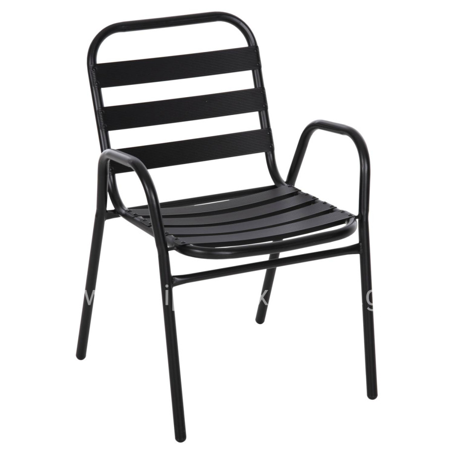 CHAIR PRELUDE HM5970.03 METAL FRAME-ALUMINUM SEAT & BACKREST-BLACK 54x56x79Hcm.