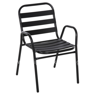 CHAIR PRELUDE HM5970.03 METAL FRAME-ALUMINUM SEAT & BACKREST-BLACK 54x56x79Hcm.