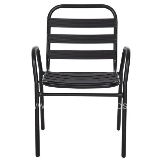 CHAIR PRELUDE HM5970.03 METAL FRAME-ALUMINUM SEAT & BACKREST-BLACK 54x56x79Hcm.