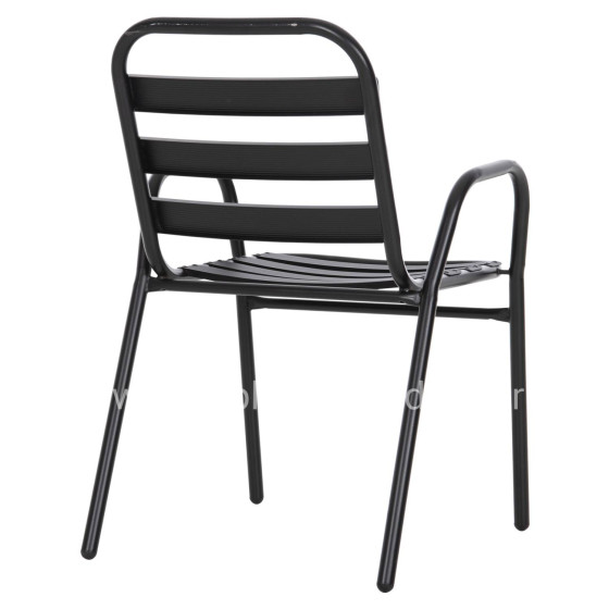 CHAIR PRELUDE HM5970.03 METAL FRAME-ALUMINUM SEAT & BACKREST-BLACK 54x56x79Hcm.