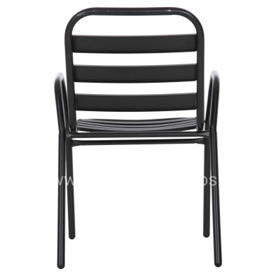 CHAIR PRELUDE HM5970.03 METAL FRAME-ALUMINUM SEAT & BACKREST-BLACK 54x56x79Hcm.
