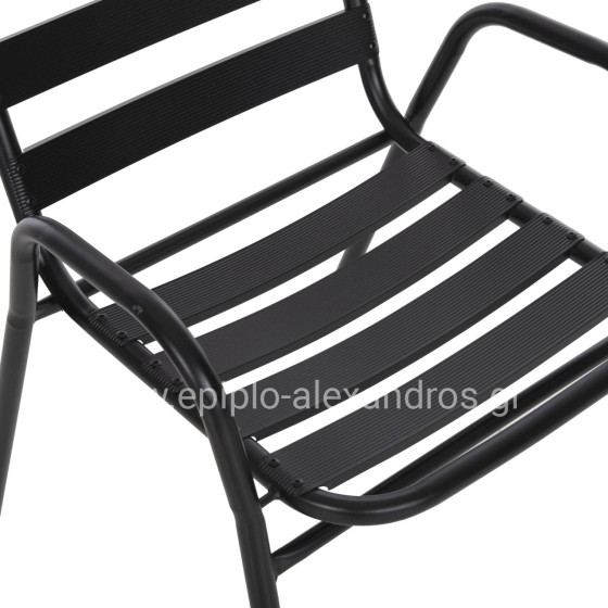 CHAIR PRELUDE HM5970.03 METAL FRAME-ALUMINUM SEAT & BACKREST-BLACK 54x56x79Hcm.