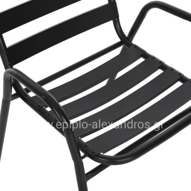 CHAIR PRELUDE HM5970.03 METAL FRAME-ALUMINUM SEAT & BACKREST-BLACK 54x56x79Hcm.