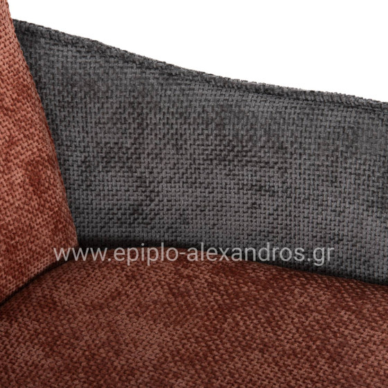 DINING ARMCHAIR REX HM9847.06 BRICK RED-GREY FABRIC-BEECH WOOD LEGS 53x60x93Hcm.