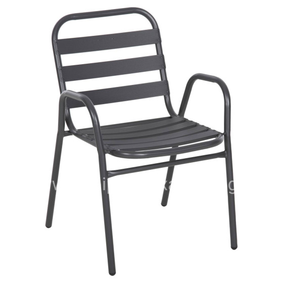 CHAIR PRELUDE HM5970.01 METAL FRAME-ALUMINUM SEAT & BACKREST-GREY 54x56x79Hcm.