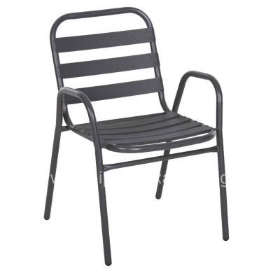CHAIR PRELUDE HM5970.01 METAL FRAME-ALUMINUM SEAT & BACKREST-GREY 54x56x79Hcm.