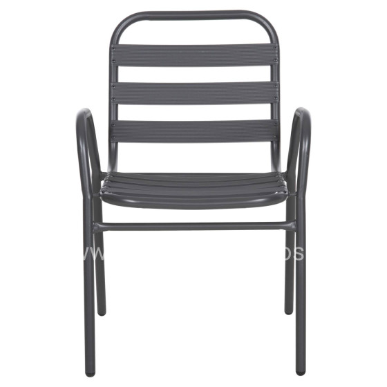 CHAIR PRELUDE HM5970.01 METAL FRAME-ALUMINUM SEAT & BACKREST-GREY 54x56x79Hcm.