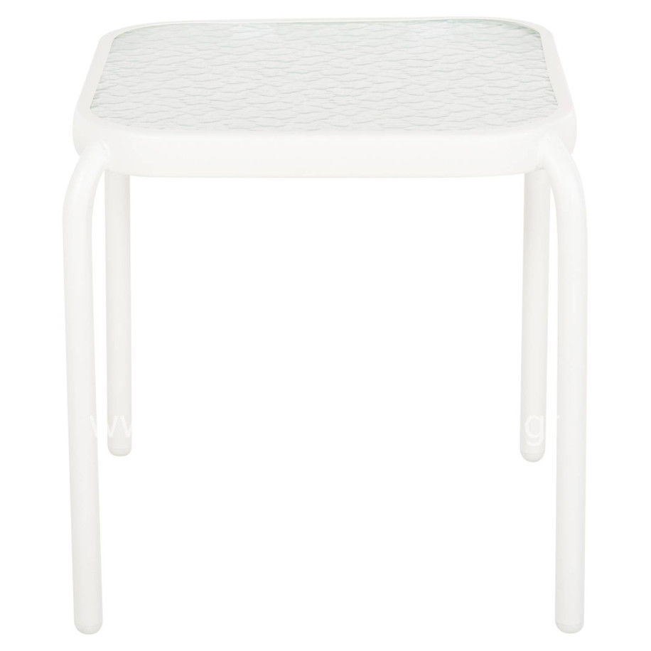 OUTDOOR SIDE TABLE SQUARE DIDO HM5975.02 METAL IN WHITE-GLASS 40x40x40Hcm.