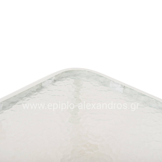 OUTDOOR SIDE TABLE SQUARE DIDO HM5975.02 METAL IN WHITE-GLASS 40x40x40Hcm.