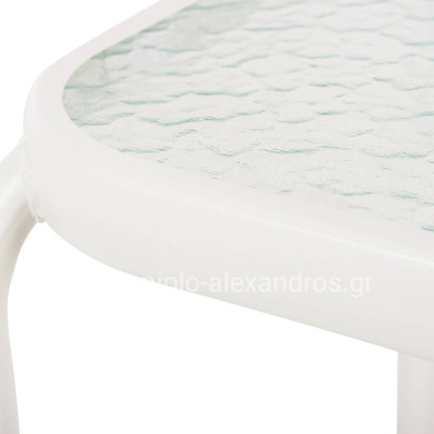 OUTDOOR SIDE TABLE SQUARE DIDO HM5975.02 METAL IN WHITE-GLASS 40x40x40Hcm.