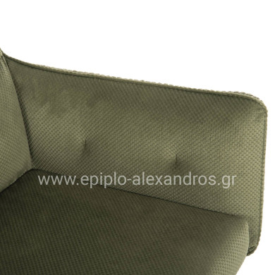 ΠΟΛΥΘΡΟΝΑ ΤΡΑΠΕΖΑΡΙΑΣ QUILL HM9843.05 ΠΡΑΣΙΝΟ ΥΦΑΣΜΑ-ΞΥΛΟ ΟΞΙΑΣ ΠΟΔΙΑ 61x57,5x91Υεκ.