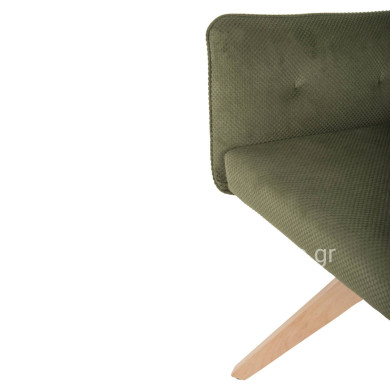 ΠΟΛΥΘΡΟΝΑ ΤΡΑΠΕΖΑΡΙΑΣ QUILL HM9843.05 ΠΡΑΣΙΝΟ ΥΦΑΣΜΑ-ΞΥΛΟ ΟΞΙΑΣ ΠΟΔΙΑ 61x57,5x91Υεκ.